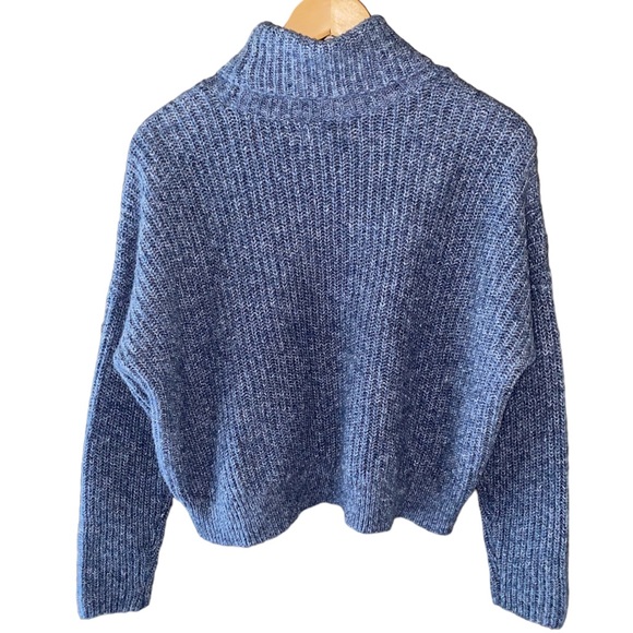 Lucky Brand Cropped Oversized Long Sleeve Cotton Blend Turtleneck Sweater Size M - Picture 4 of 10